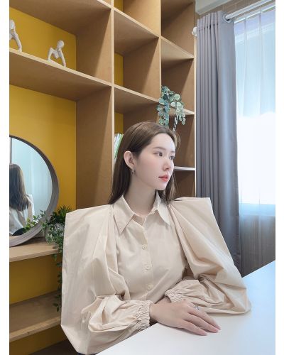 OPERA OVERSIZED SLEEVE SHIRT BLOUSE-BEIGE