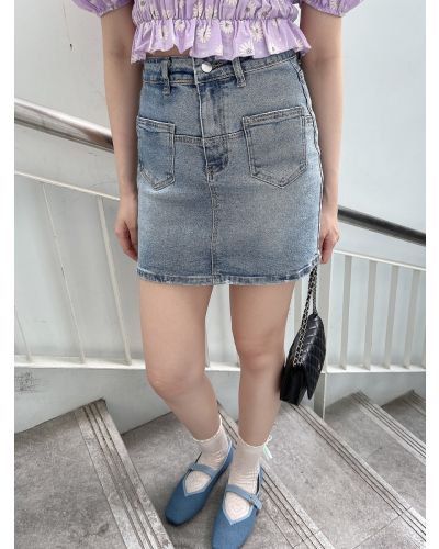 POCKET DENIM MINI SKIRT