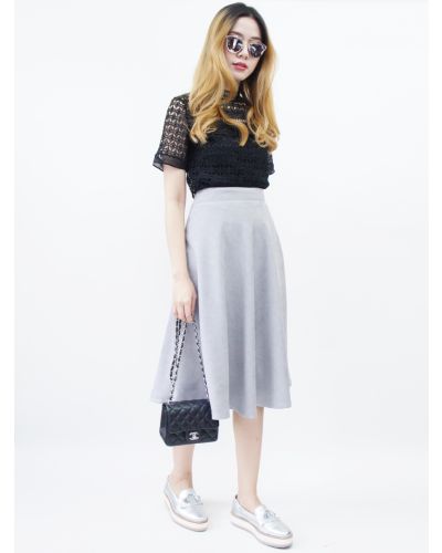 SPECIAL OFFER * CORDUROY CIRCLE SKIRT-GREY-XL