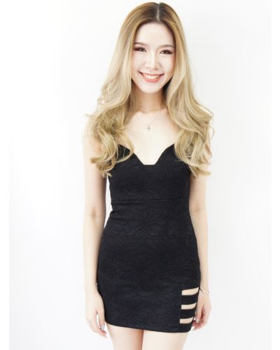 DARWIN LACE BODYCON DRESS-BLACK