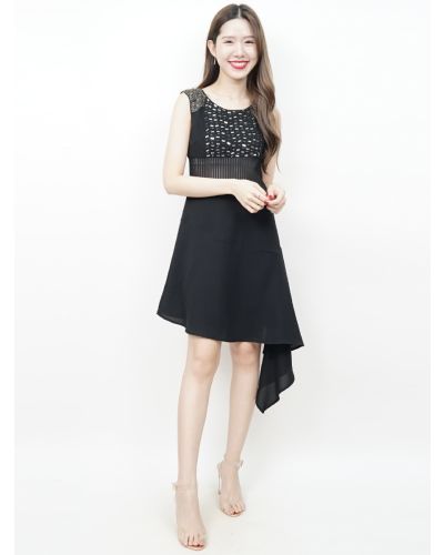 CANDLELIGHT EMBELLISHED SLASH DRESS-BLACK