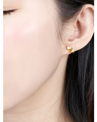 GEOCRINKLE SILVER STUD EARRINGS-GOLD