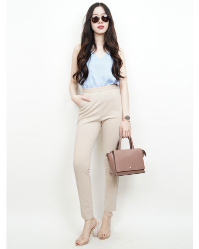 WANDA BASIC SKINNY PANTS-BEIGE-S