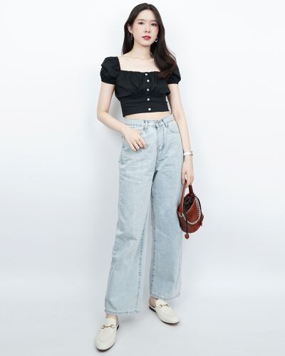 TERRA HIGH WAIST DENIM PANTS-SKY-L