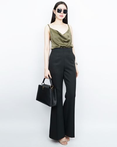 NIRA BASIC FLARE PANTS-BLACK-M