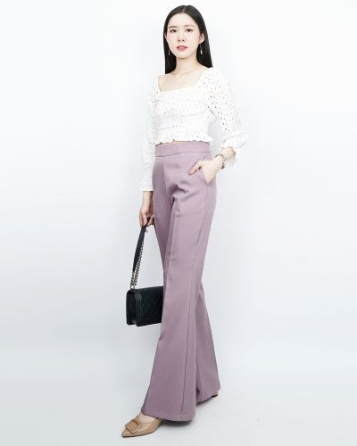 NIRA BASIC FLARE PANTS-GRAPE-M