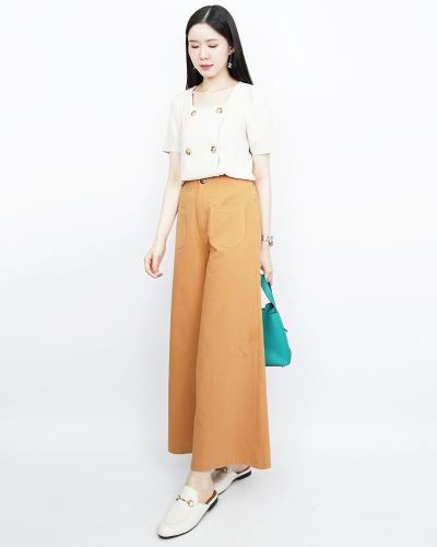 GRACIE WIDE LEG LINEN PANTS-TAN