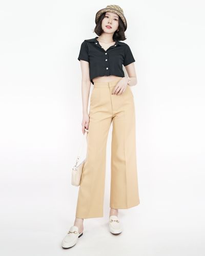 MILTON CLASSIC STRAIGHT PANTS-BEIGE-XS