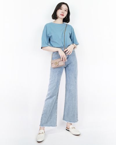 SIDE BUTTON DENIM PANTS