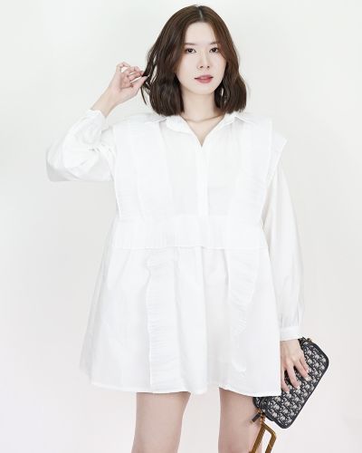 NATTY RUFFLE OVERSIZED COTTON DRESS