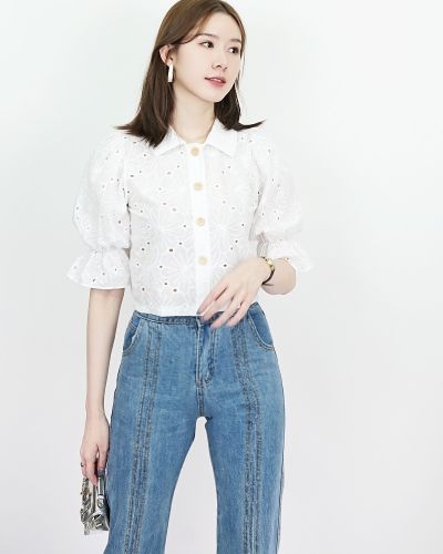 PANSY LACE CROP SHIRT