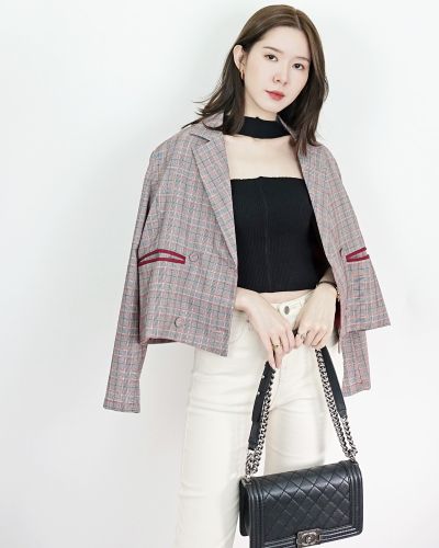 MEZZO PLAID OVERSIZED BLAZER-CARMINE-S