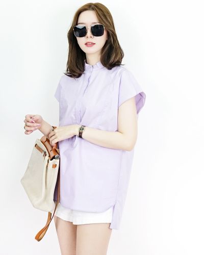 IRIS SLEEVELESS COTTON BLOUSE-LAVENDER