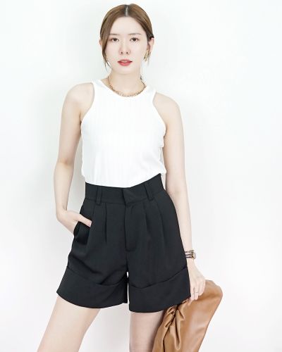 WISDA HIGH WAISTED SHORTS-BLACK-S