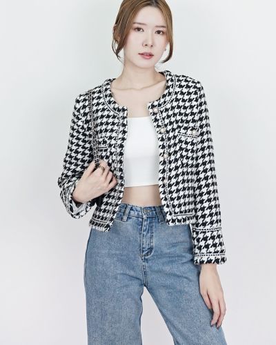 COCO FUDGE HOUNDSTOOTH TWEED JACKET