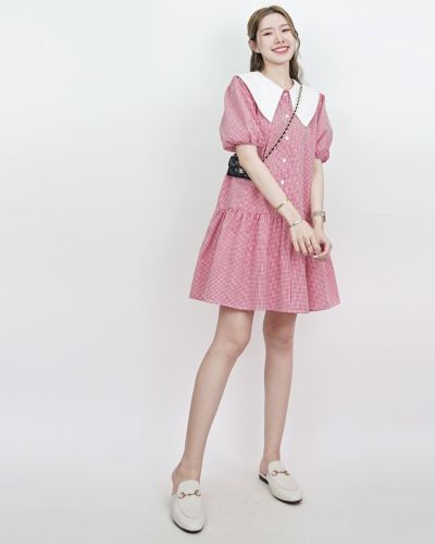 ABBY COLLAR MINI CHECKED DRESS