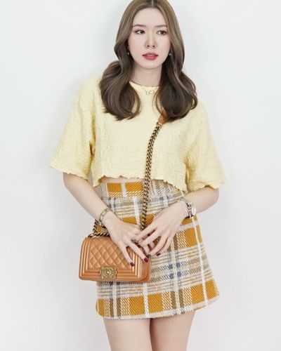 TILDA PLAID TWEED SKIRT-MUSTARD-S