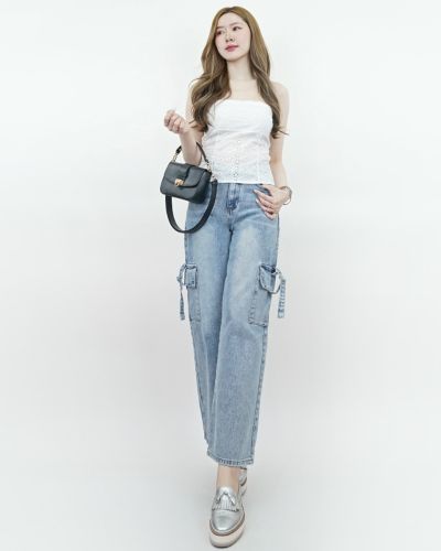 FIESTA BELTED CARGO DENIM PANTS