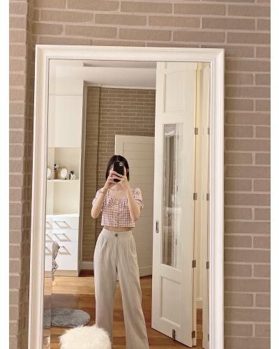 REMI STRAIGHT LINEN PANTS-GREY-S