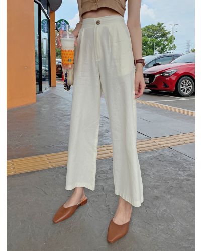 REMI STRAIGHT LINEN PANTS-VANILLA-S