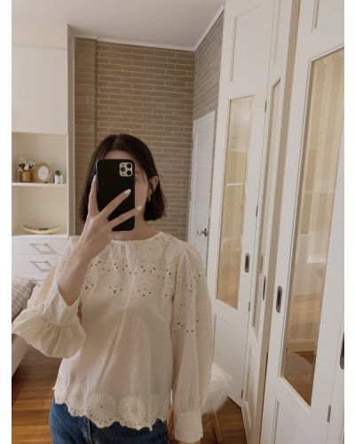 BREE COTTON LACE BLOUSE-CREAM