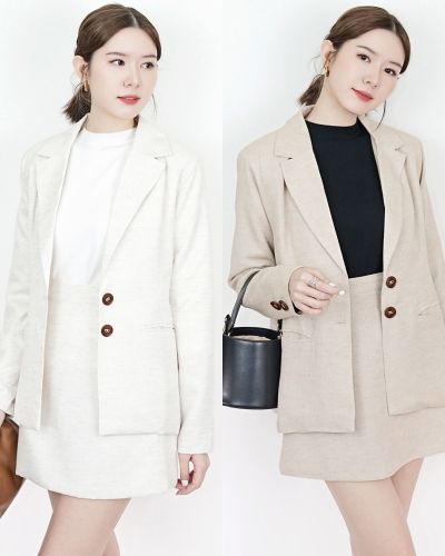 MILANO BLAZER & SKIRT LINEN SET