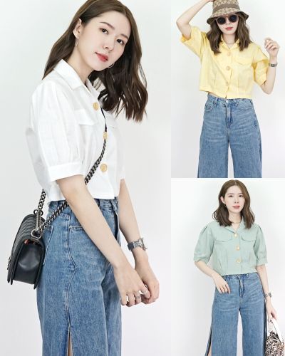 SEASON LINEN CROP SHIRT