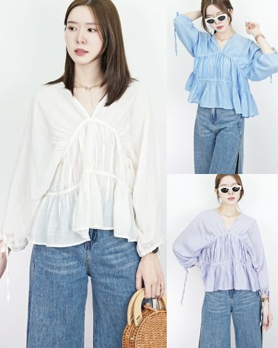 CASCADE BOW SLEEVE SLOUCHY BLOUSE