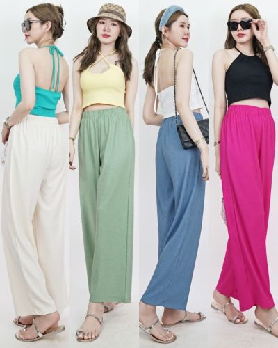 GLAM SHEEN BASIC RIBBED PANTS