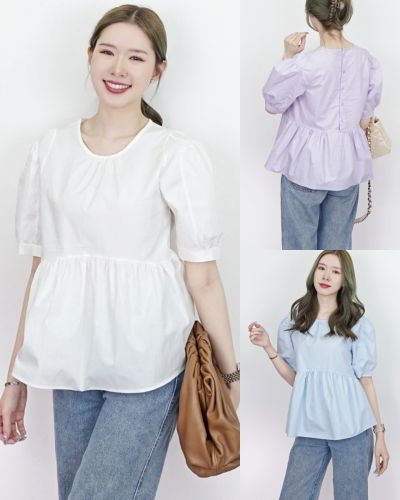 WISTA BUTTON BACK COTTON BLOUSE