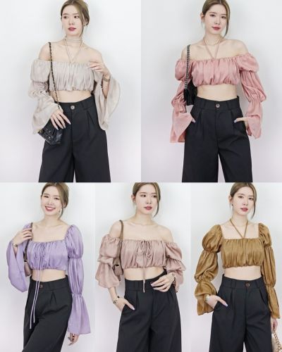 SUNDAZE MARBLE SATIN BOW CROP TOP