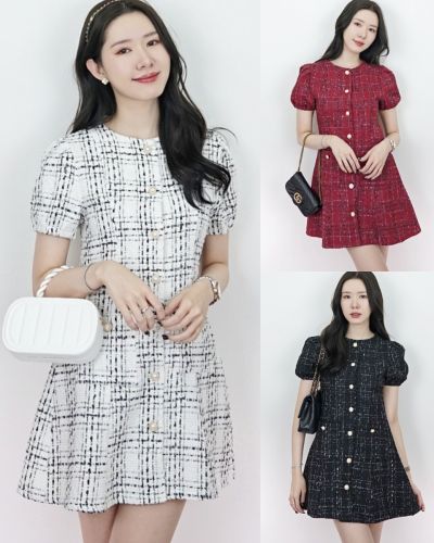 TINKLE TWEED SHORT SLEEVE DRESS