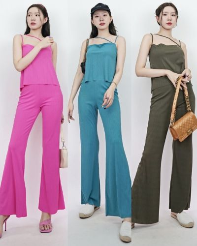 JULIE MINI RIBBED SINGLET & PANTS SET