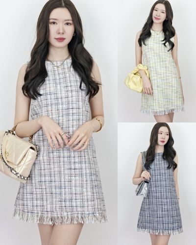 JOLIE FREYED TWEED SLEEVELESS DRESS