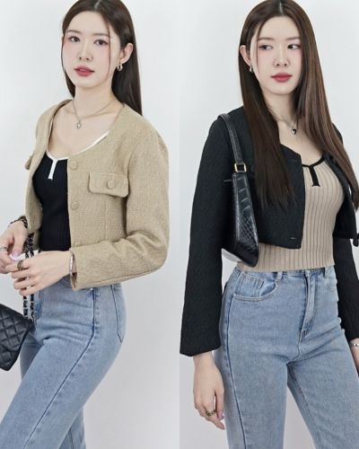 VERONA BURLAP TWEED CROP JACKET