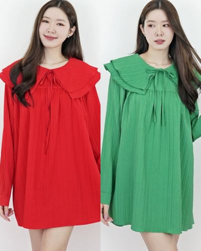 MERRY BOW COLLAR OVERSIZED DRESS