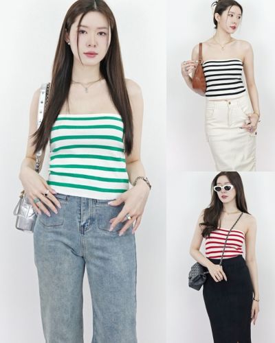 INTENSE STRIPED KNIT TUBE TOP