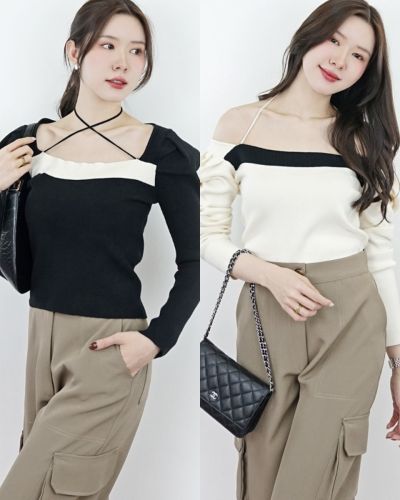 EMMA TIE NECK KNIT BLOUSE