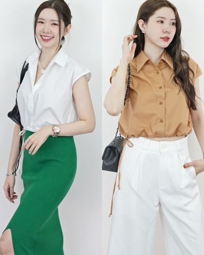 MARLY TIE WAIST COTTON BLOUSE