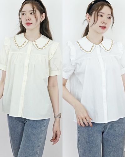 SPRING EMBROIDERED COTTON BLOUSE