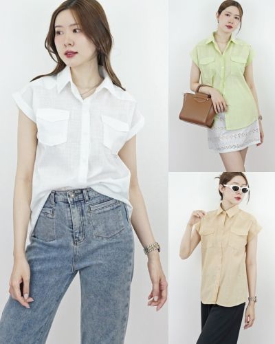 GEMMA LINEN CAP SLEEVE SHIRT