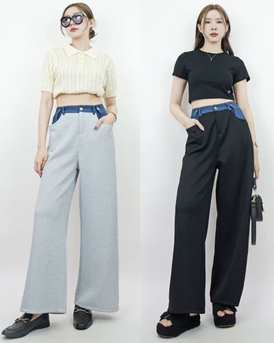 SUNNY DENIM FOLDED WARM PANTS