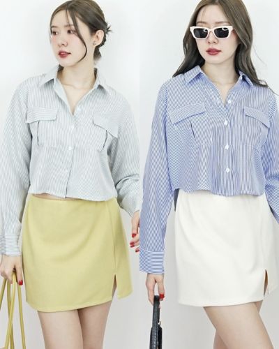 SOFT STRIPE POCKET OVERSIZED SHIRT