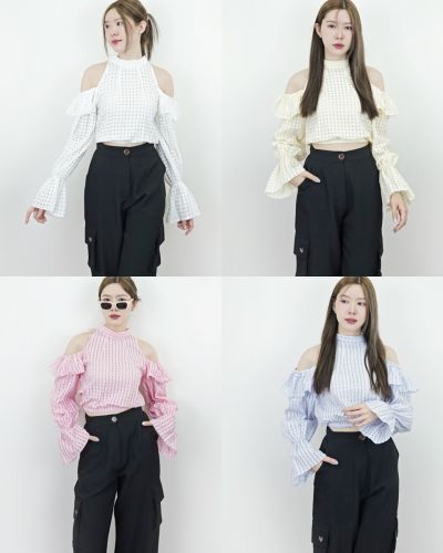 GLAZED DONUT BOW CROPPED BLOUSE