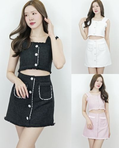 MILLE TWEED CROP TOP & SKIRT SET