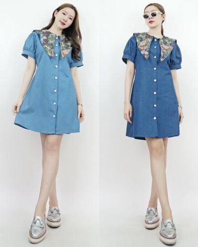 VINTAGE ROSE COLLAR DENIM DRESS