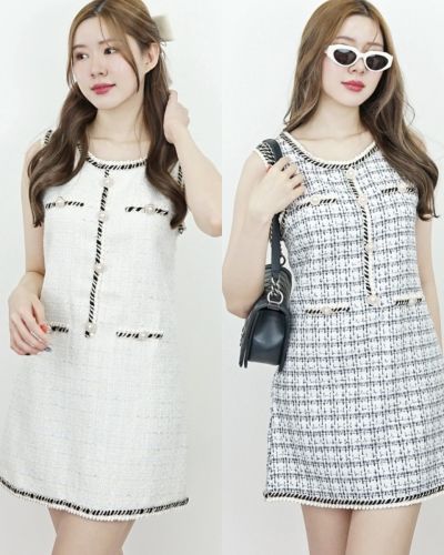 SERENA BRAID TRIM TWEED DRESS