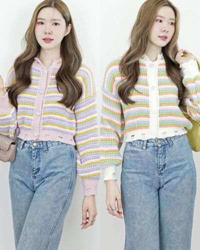 RAINBOW STRIPE KNIT CARDIGAN