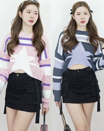 STAR KNIT CROP SWEATER