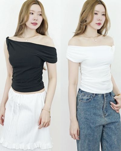 SIREN TWISTED SHOULDER JERSEY TOP